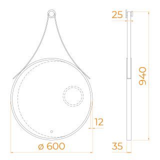Зеркало с LED-подсветкой RGW MR-01 72440301-04 60см чёрный
